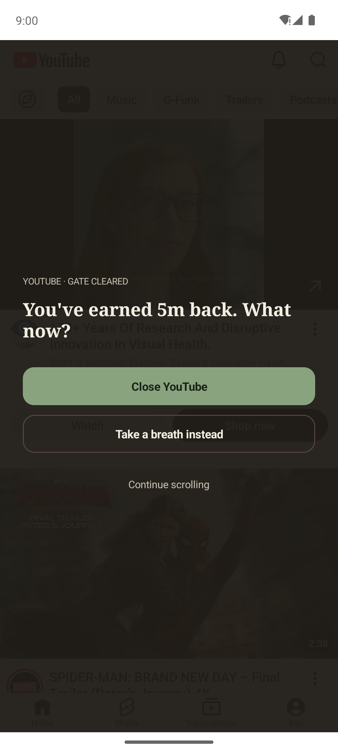 Post-gate decision screen, daytime
