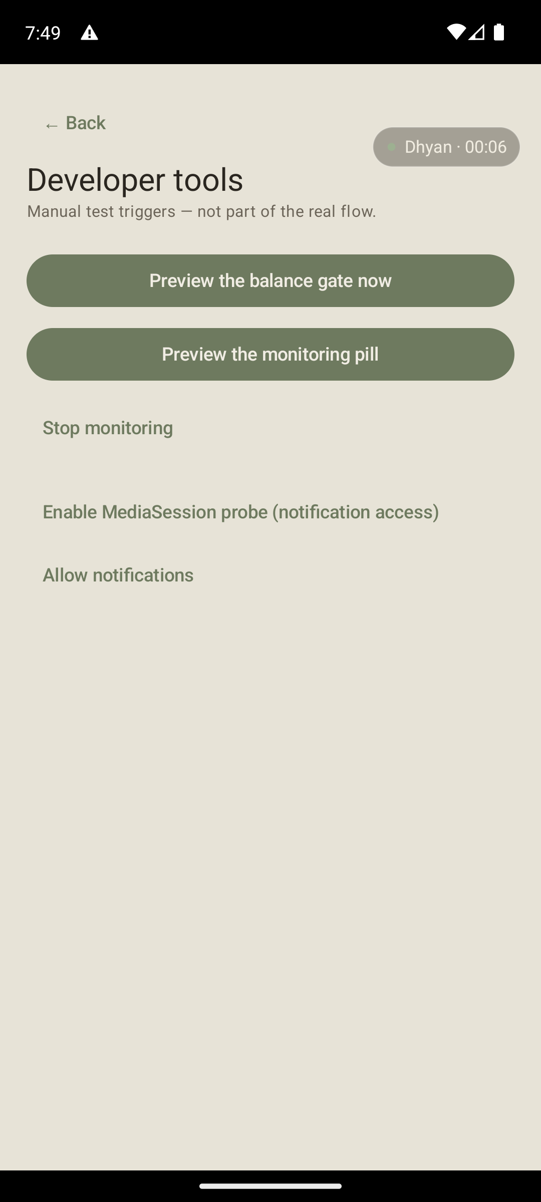 Monitor pill, normal state
